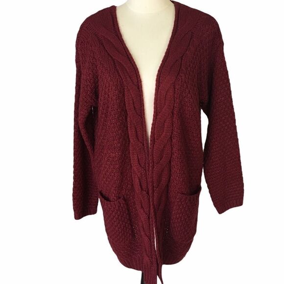 Wishlist Burgundy Open Cardigan Size S/M - Picture 1 of 4